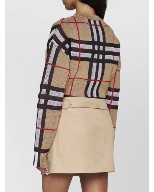 Burberry Natural Cotton Belted A-Line Mini Skirt