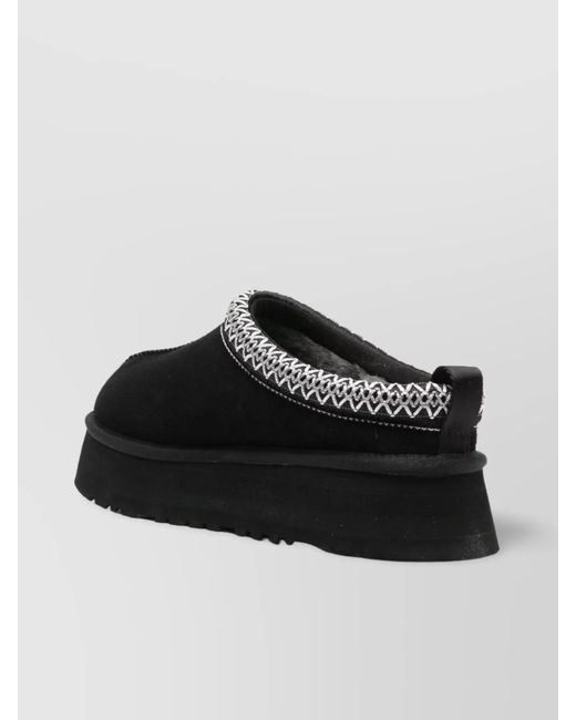 Ugg Black Suede Leather Tazz Ii Platform Slippers