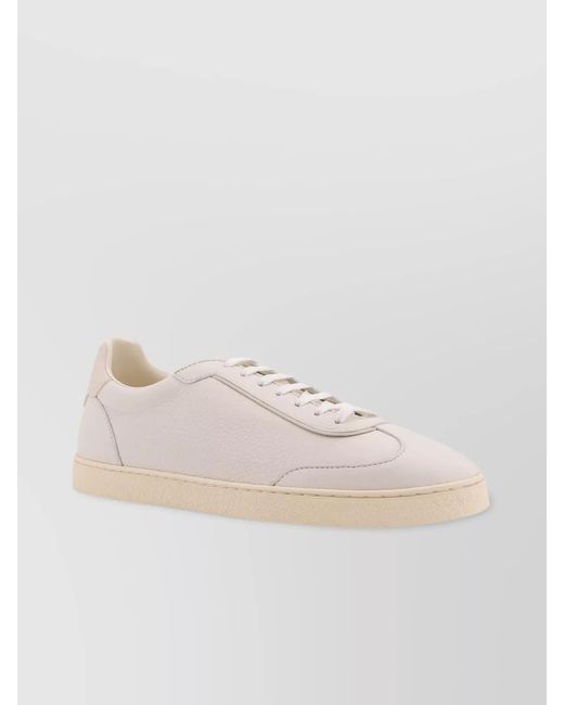 Brunello Cucinelli Natural Leather Low-Top Sneakers Rubber Sole for men