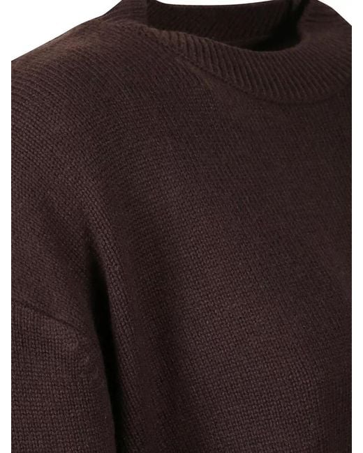 Frankie Shop Brown Rafaela Wool Sweater Crew Neck Shoulders