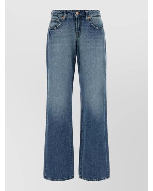7 For All Mankind Blue High Waist Wide Leg Denim Jeans