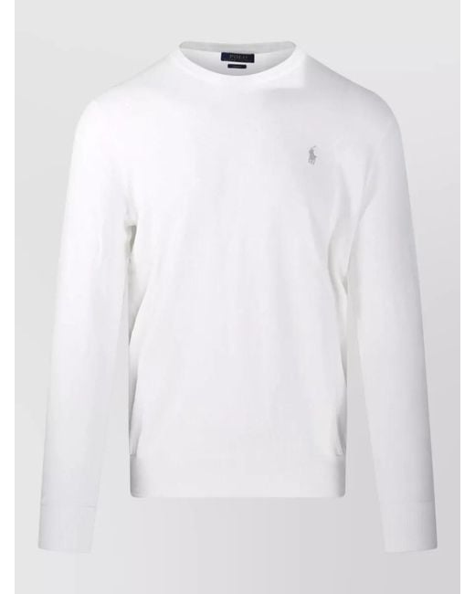 Ralph Lauren White Crew Neck Sweater Long Sleeve Design for men