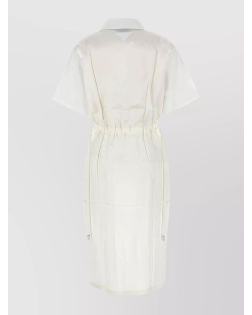Prada White Cotton Poplin Knee-Length Shirt Dress