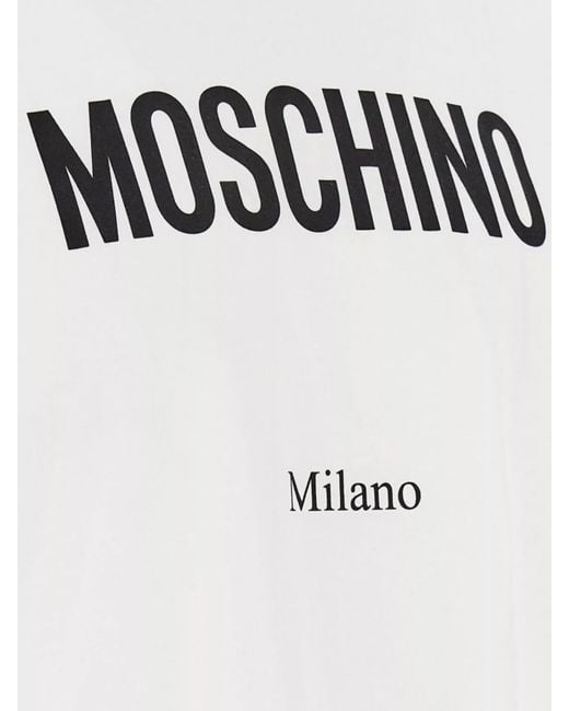 Moschino White Cotton Logo T-Shirt for men