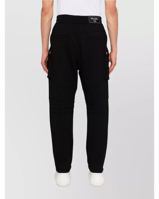 Balmain Black Cotton Straight-Leg Track Pants for men