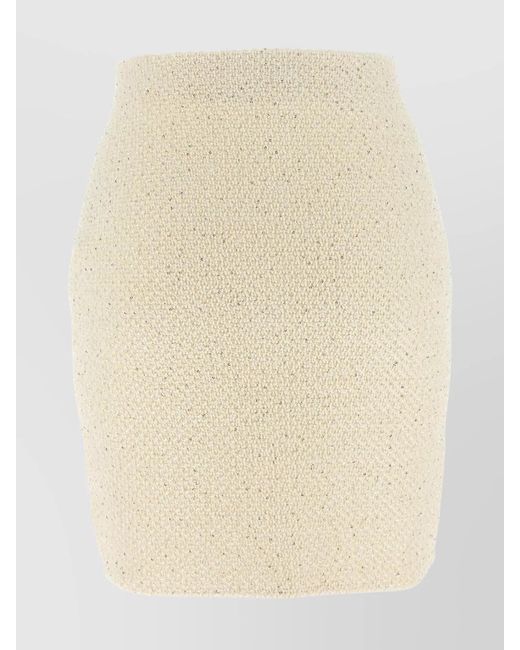 Self-Portrait Natural Sequin Knit Mini Skirt