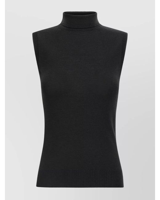 Sportmax Black Wool Sleeveless Turtleneck Knitted Top Vertigo