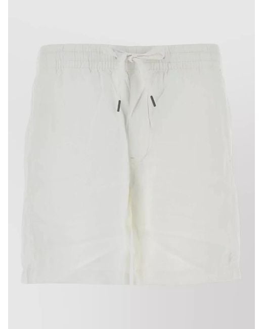 Polo Ralph Lauren White Linen Bermuda Shorts Featuring Back Pockets for men