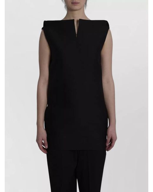Balenciaga Black Silk Wool Fitted V-Neck Open-Back Mini Dress
