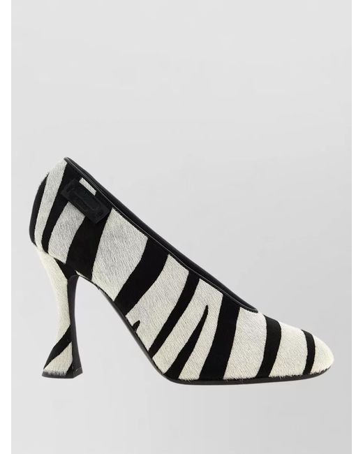 Moschino Black Closed Toe Pumps Zebra Pattern Heel