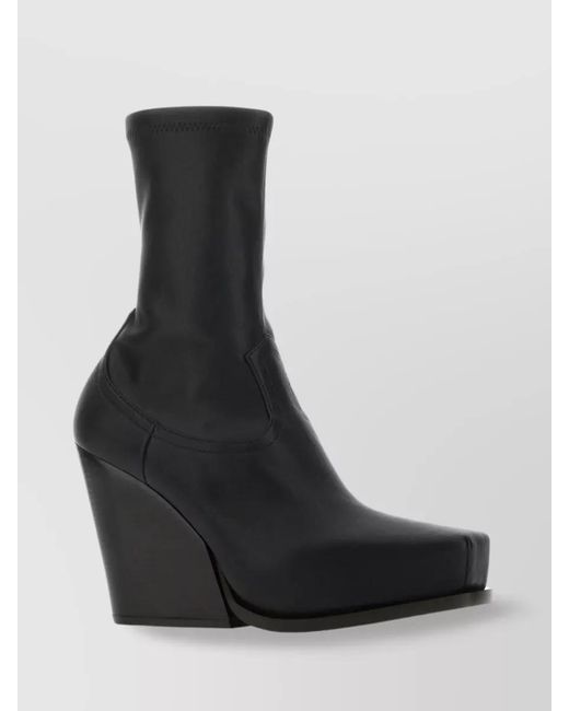 Stella McCartney Black Faux Leather Square-Toe Ankle Cowboy Boots