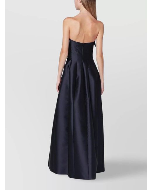 Alberta Ferretti Blue Strapless Silk Blend Mikado Evening Gown