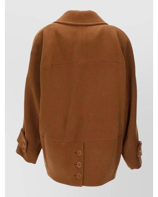 Chloé Brown Tailored Mid Length Coat Relaxed Silhouette