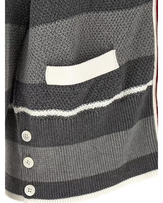 Thom Browne Gray Striped Cardigan for men
