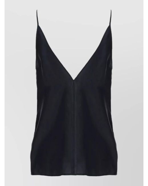 Alysi Blue Silk Top Lightweight Fabric Spaghetti Straps Neckline