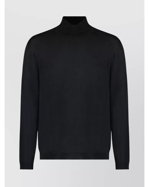 Roberto Collina Blue Merino Wool Ribbed Turtleneck Jumper for men