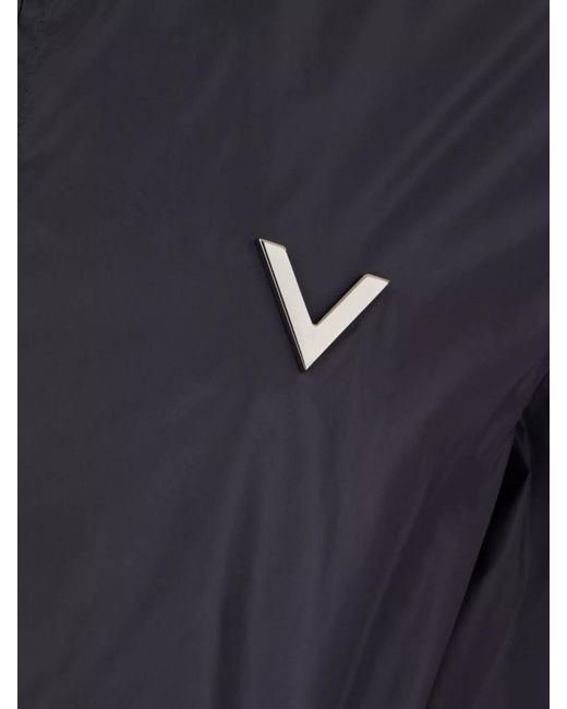 Valentino Garavani Blue Nylon Hooded Windbreaker Jacket for men