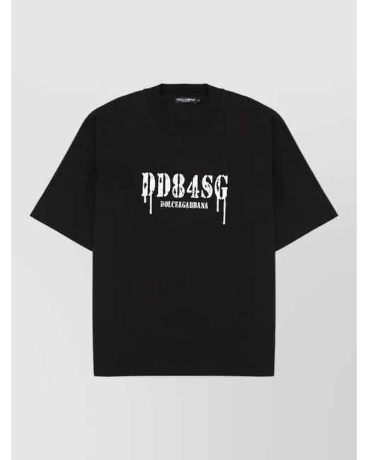 Dolce & Gabbana Black Logo Crew Neck T Shirt Graphic Print for men