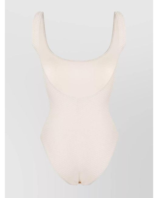 Anine Bing White Textured One-Piece Swimsuit