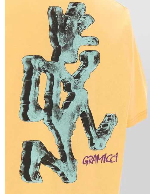Gramicci Yellow Ice Sculpture Graphic Short Sleeve T Shirt for men
