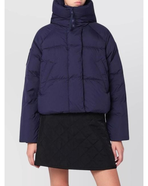 Canada Goose Blue Hooded Puffer Jacket Quilted Texture