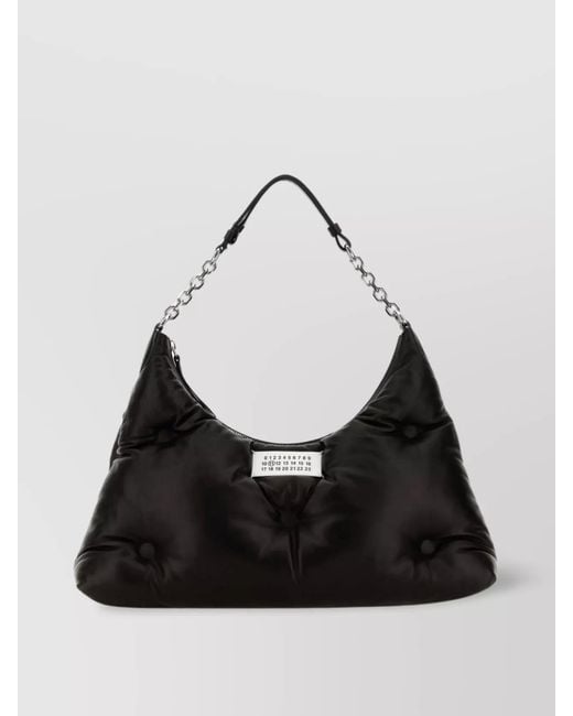 Maison Margiela Black Quilted Leather Medium Glam Slam Hobo Shoulder Bag