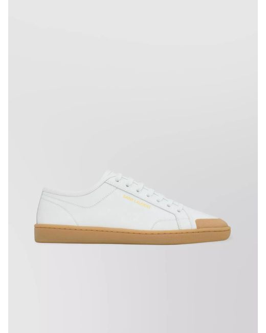 Saint Laurent White Leather Low-Top Sneakers