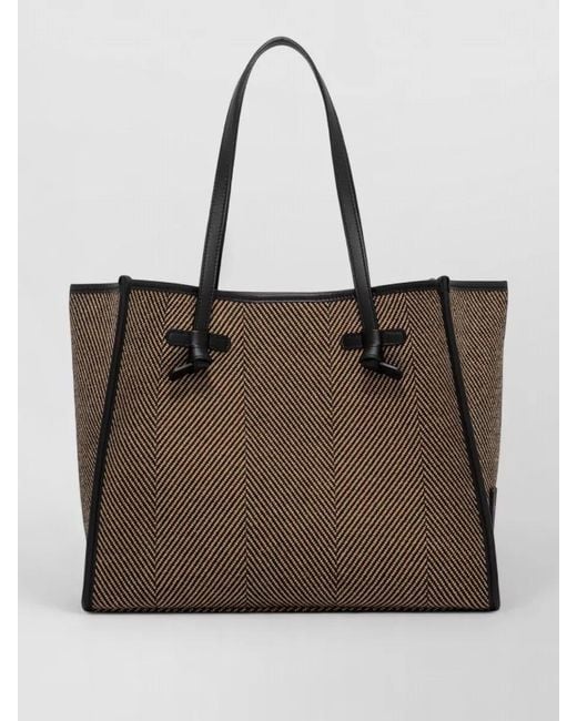 Gianni Chiarini Brown Marcella Shoulder Bag Dual Handles Herringbone