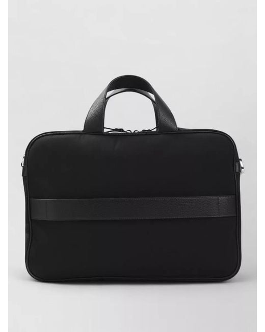 Giorgio Armani Black Briefcase Bag Adjustable Strap Front Pocket Handle for men