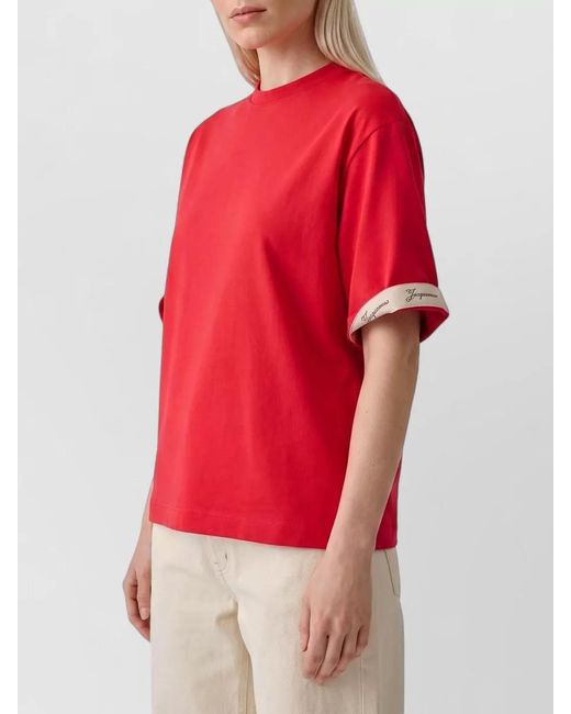 Jacquemus Red Ribbed Crew Neck Short-Sleeve T-Shirt