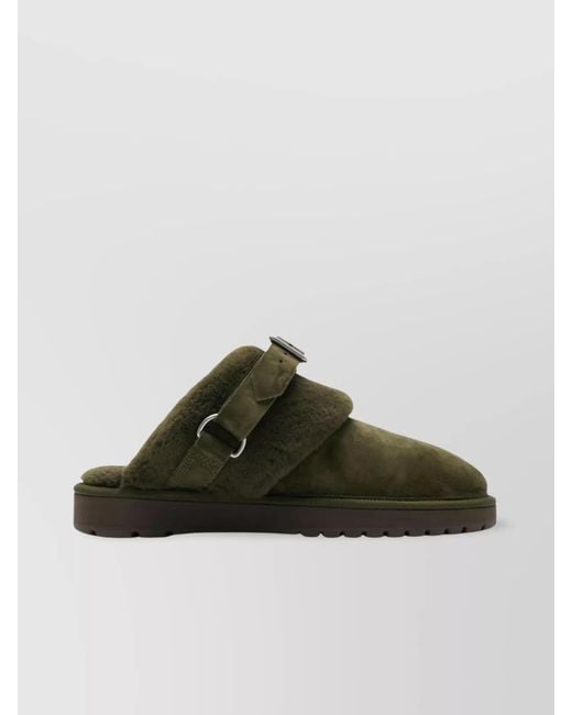 Burberry Green Shearling Suede Slippers for men