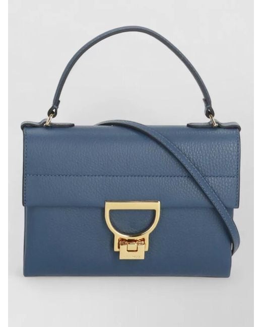 Coccinelle Blue Structured Leather Shoulder And Top Handle Bag