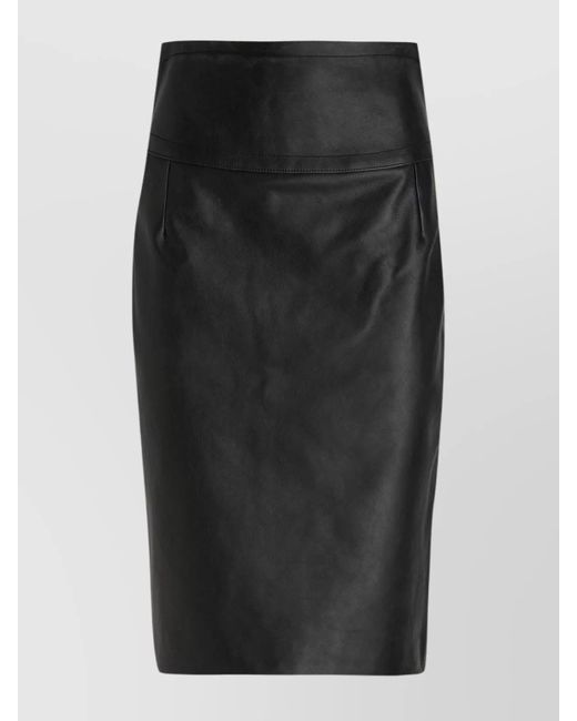 Givenchy Black Leather High-Rise Pencil Skirt