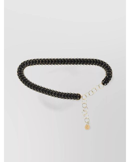 Rabanne White Reversible Belt With Chain Link Design