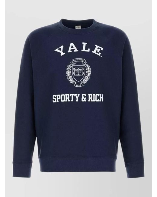 Sporty & Rich Blue Cotton Blend Sweatshirt for men