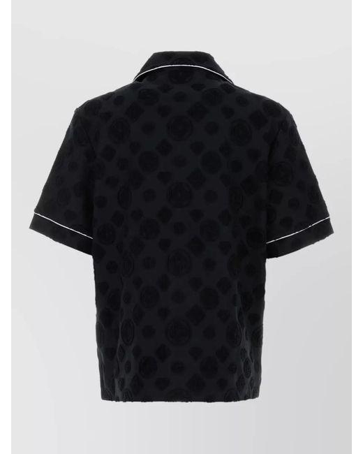 Casablanca Black Cotton Blend Shirt Short Sleeves Piping for men