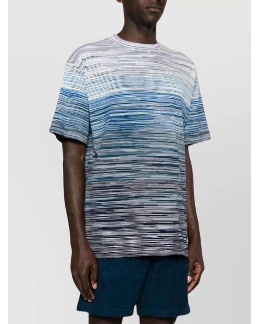 Missoni Blue Striped Cotton T-Shirt for men