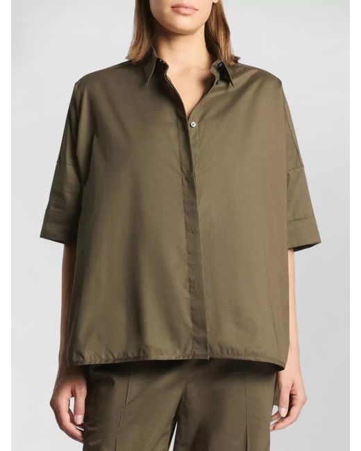 Fay Green Wide-Fit Stretch Cotton Short-Sleeve Shirt