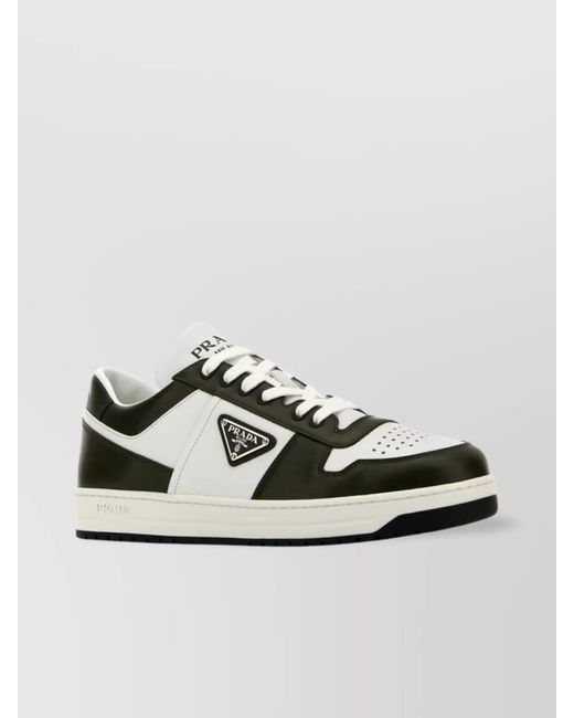 Prada Metallic Leather Two-Tone Low-Top Sneakers for men