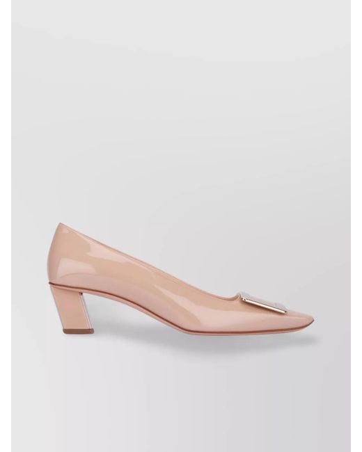 Roger Vivier Pink Patent Leather Square-Toe Block-Heel Pumps