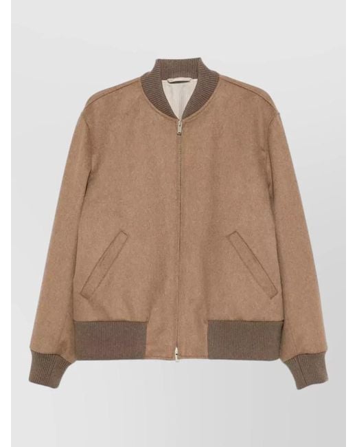 Lardini Natural Felted Texture Bomber Jacket for men