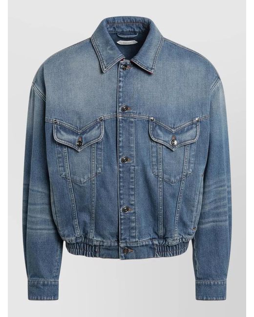 Versace Blue Jacket Long Sleeves Elasticated Hem Chest Pockets for men