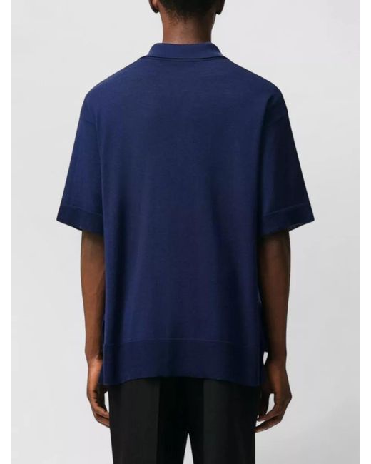 AMI Blue Polo Collar T Shirt Heart Embroidery for men