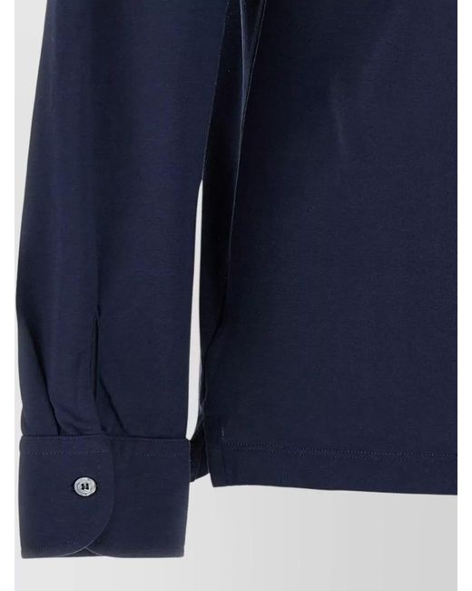 Zanone Blue Ice Cotton Shirt Straight Cut Long Sleeves for men