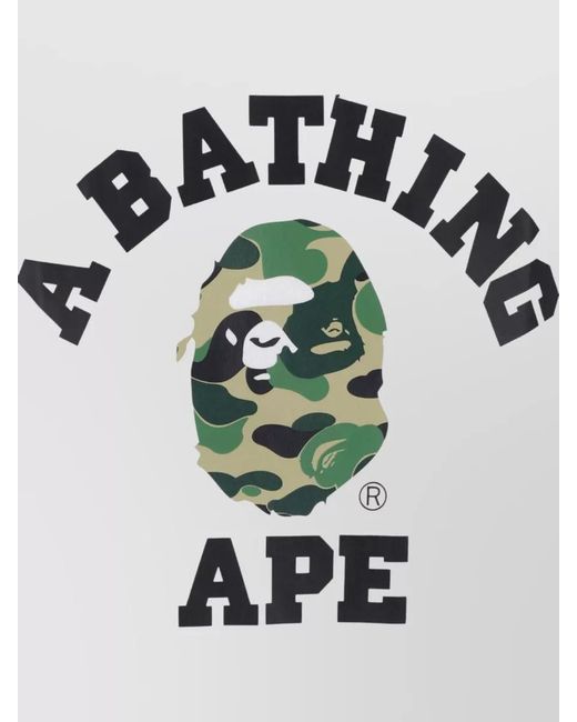 A Bathing Ape White Graphic Print Crew Neck Short Sleeve Shirt for men