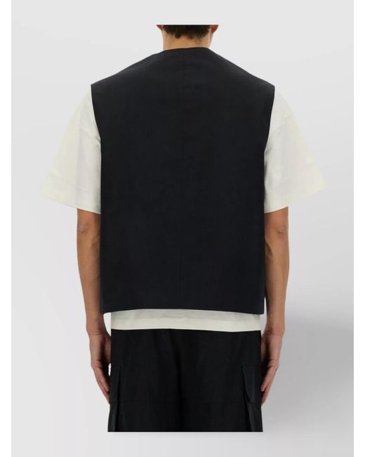 Jil Sander Black Cotton Silk Cargo Vest for men