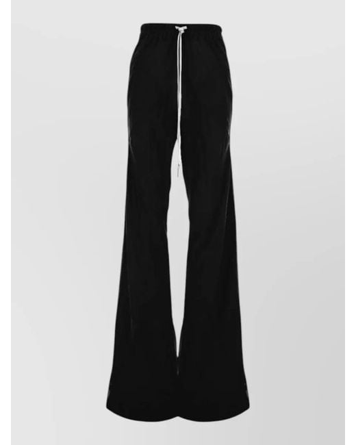 Rick Owens Black Silk High-Rise Wide-Leg Trousers