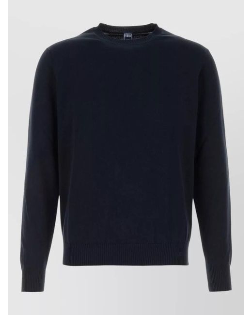 Fedeli Blue Cotton Sweater for men
