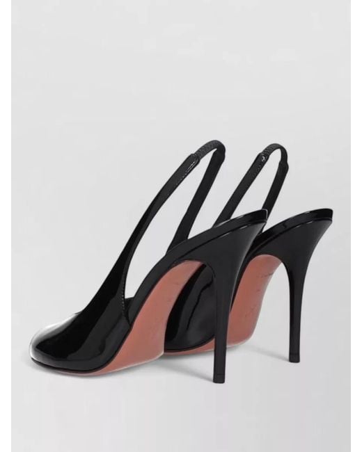 AMINA MUADDI Black Patent Leather Stiletto Sandals