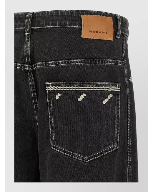 Isabel Marant Black Embroidered Straight-Leg Jeans for men